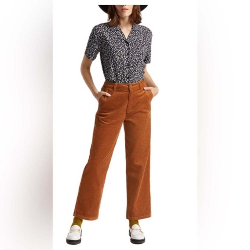 Brixton Victory High Waisted‎ straight leg Lion Corduroy pants size 27W/27L new